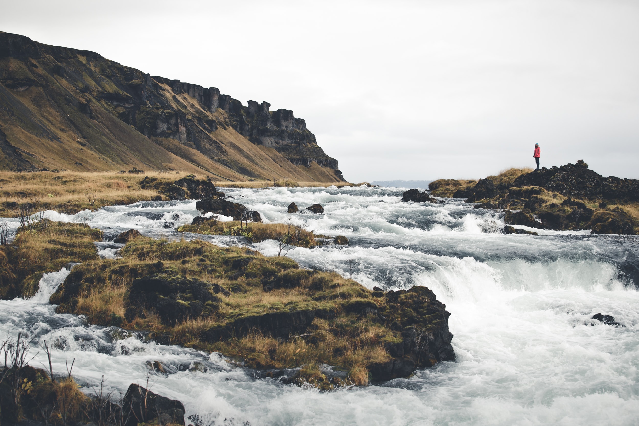 A running river in Iceland during autumn