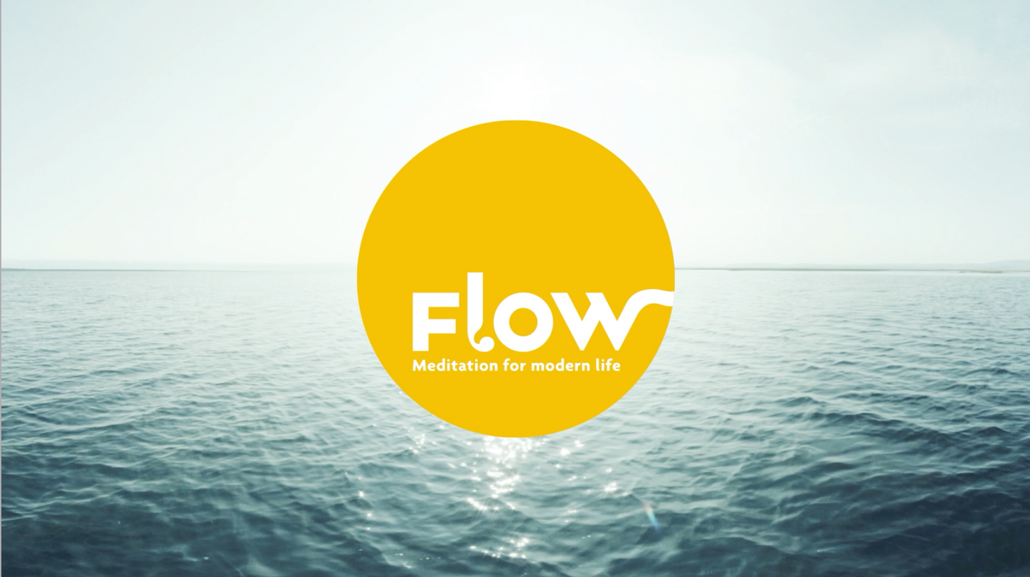 Flow logo with calm waters in the background