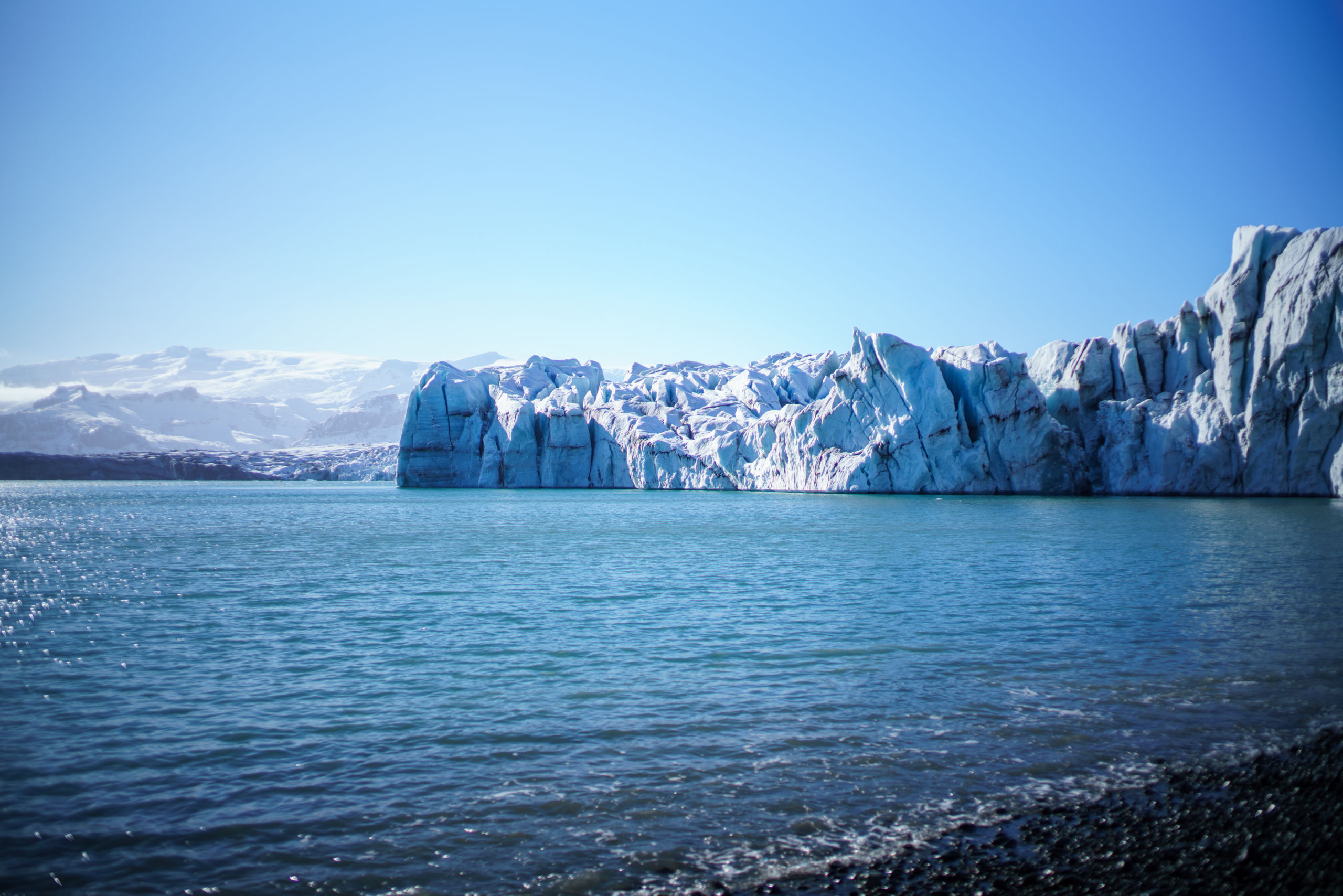 vatnajokull glacier in Iceland under a blue sky