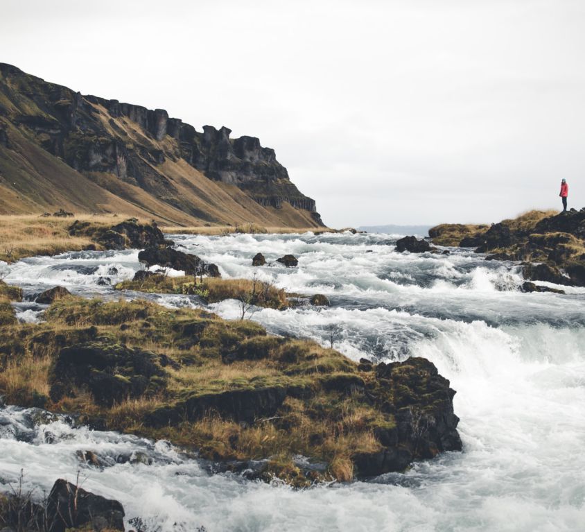 A running river in Iceland during autumn
