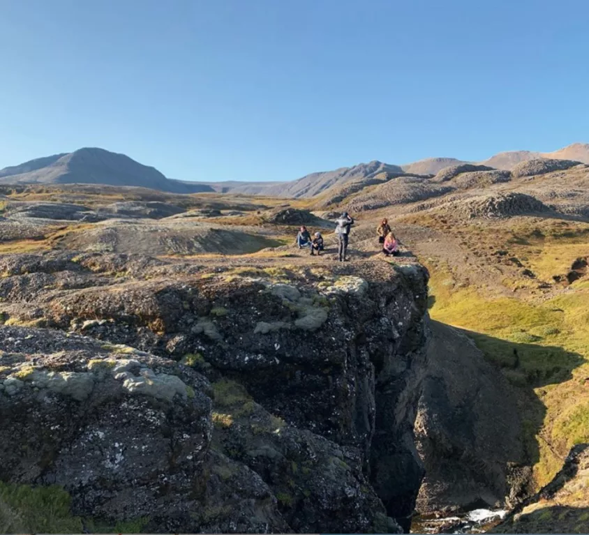 Skeggjastaðir under a blue sky