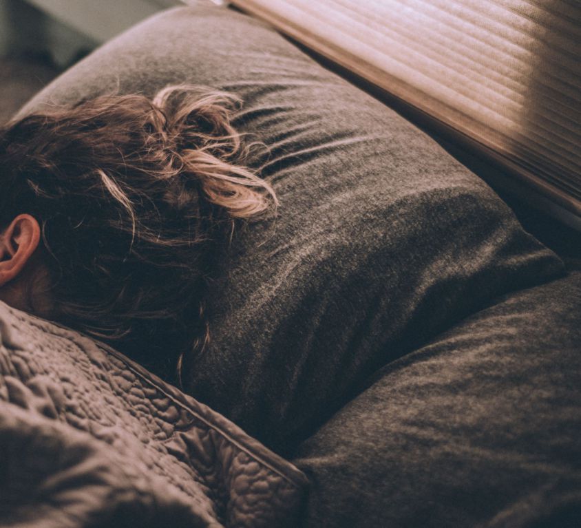 A person sleeping restfully at night