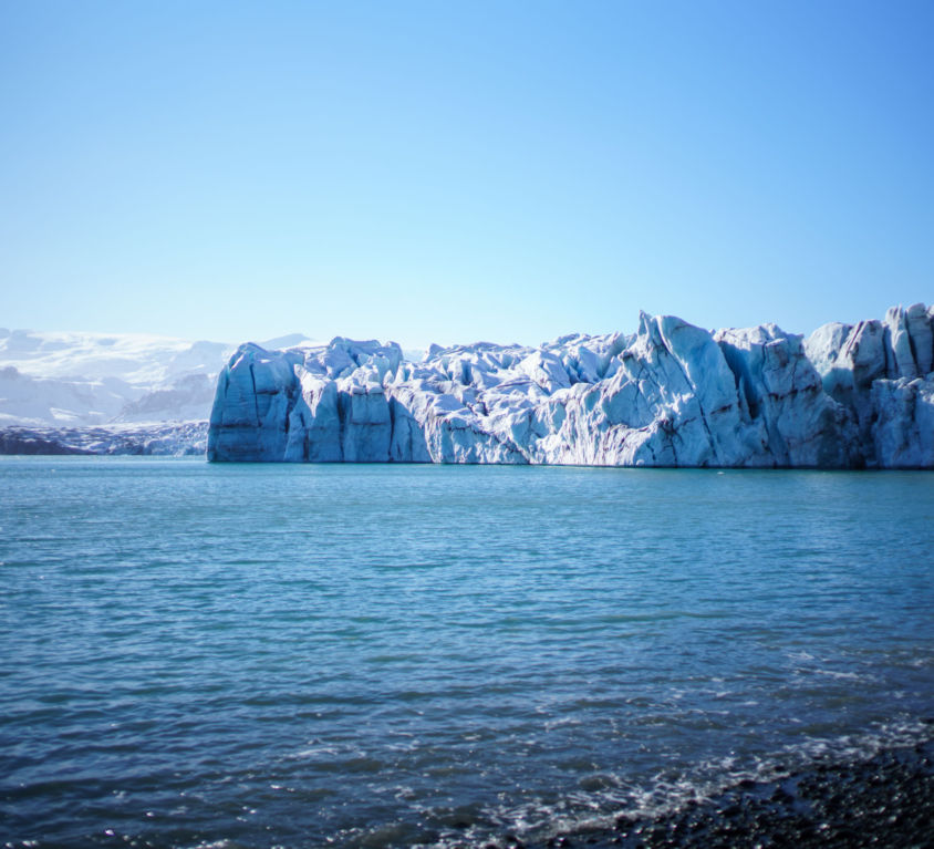 vatnajokull glacier in Iceland under a blue sky